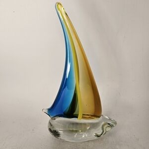 Vintage Murano style art glass sailboat paperweight‎